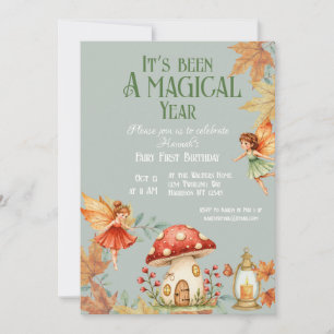 Invitación Cumpleaños de Hada Primer Encanto Otoñal