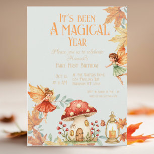 Invitación Cumpleaños de Hada Primer Magia Otoño
