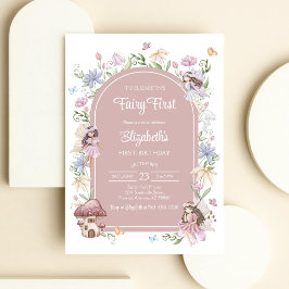 Invitación Cumpleaños de Hada Primera Floral Caprichosa