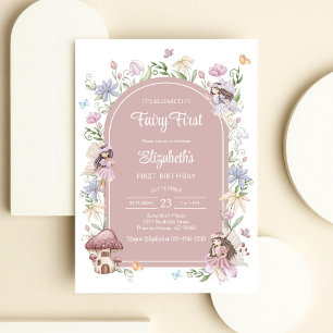 Invitación Cumpleaños de Hada Primera Floral Caprichosa