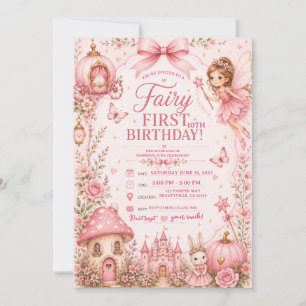 Invitación cumpleaños de hada rosa