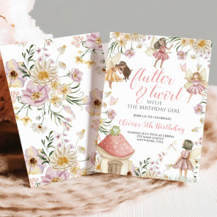 Invitación Cumpleaños de hada y flor silvestre