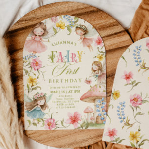 Invitación Cumpleaños de hadas coloridas primer jardín encant