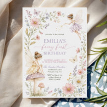 Cumpleaños de hadas con flores silvestres en acuar