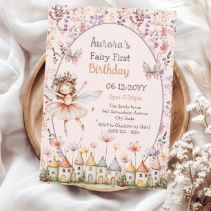 Invitación Cumpleaños de hadas con flores silvestres lindas p