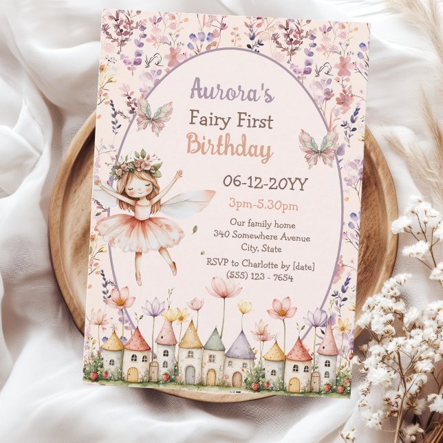 Invitación Cumpleaños de hadas con flores silvestres lindas p (Subido por el creador)