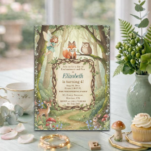 Invitación Cumpleaños de hadas de animales del bosque 4 años