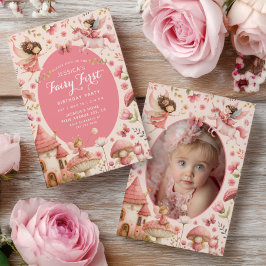 Invitación Cumpleaños de hadas del bosque encantado rosa prim