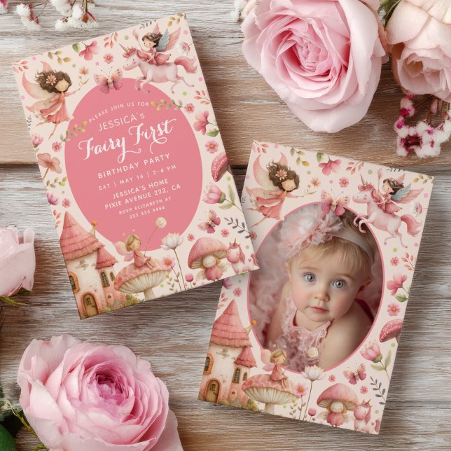 Invitación Cumpleaños de hadas del bosque encantado rosa prim (Subido por el creador)
