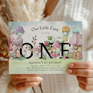 Invitación Cumpleaños de hadas florales lindas niñas 1