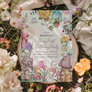 Invitación Cumpleaños de hadas florales para niñas por primer