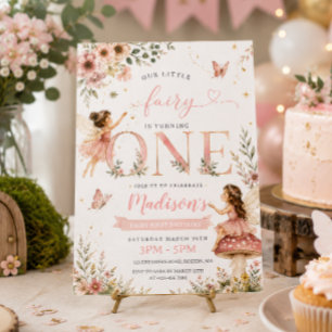 Invitación Cumpleaños de hadas florales rosadas