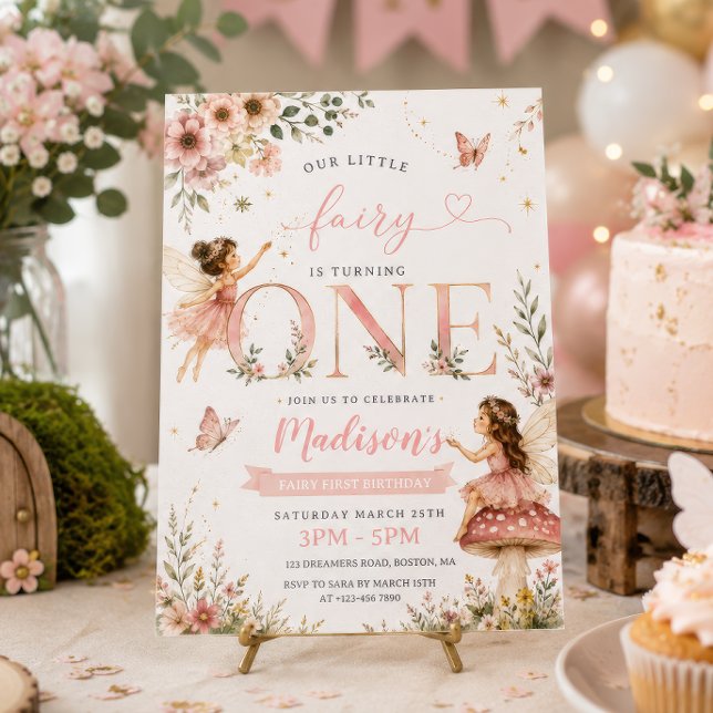 Invitación Cumpleaños de hadas florales rosadas (Subido por el creador)