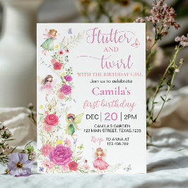 Invitación Cumpleaños de hadas florales rosadas