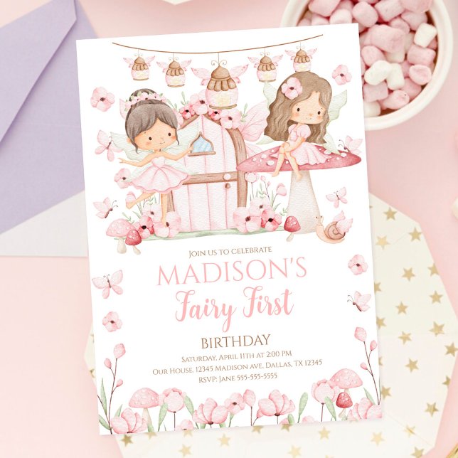 Invitación Cumpleaños de hadas mágicas jardín de niñas primer (Subido por el creador)