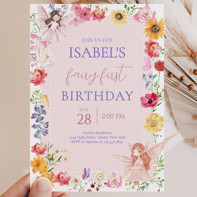 Invitación Cumpleaños de hadas rosa y púrpura (Subido por el creador)