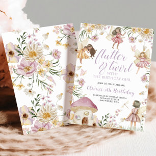 Invitación Cumpleaños de hadas y flores silvestres