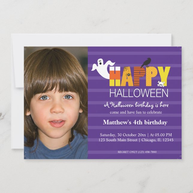 Invitación Cumpleaños de Halloween (Anverso)