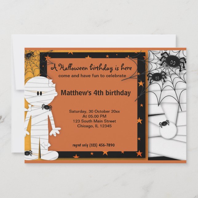 Invitación Cumpleaños de Halloween (Anverso)