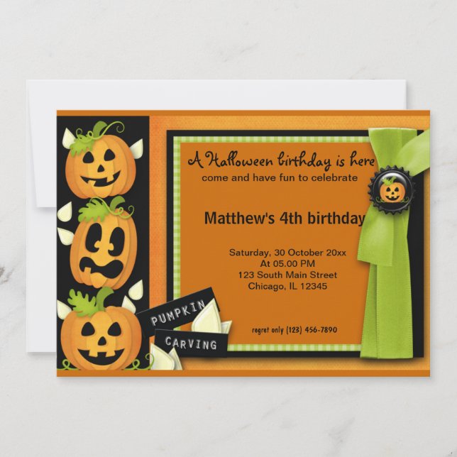 Invitación Cumpleaños de Halloween (Anverso)