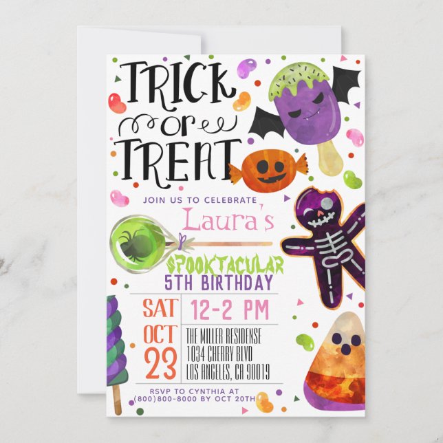 Invitación Cumpleaños de Halloween (Anverso)