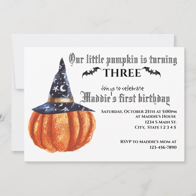 Invitación Cumpleaños de Halloween (Anverso)