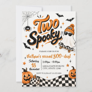 Invitación Cumpleaños de Halloween con Dos Fantasmas Patinand