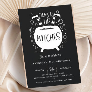 Invitación Cumpleaños de Halloween de Bebed Brujas