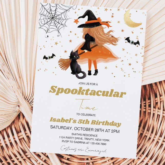Invitación Cumpleaños de Halloween de Bruja Naranja (Subido por el creador)