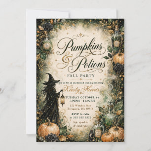 Invitación Cumpleaños de Halloween de Calabazas y Pociones