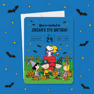 Invitación Cumpleaños de Halloween de Charlie Brown y la pand