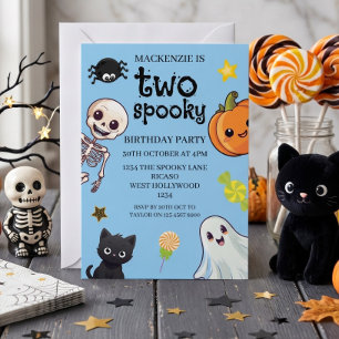 Invitación Cumpleaños de Halloween de dos espeluznantes 2 año