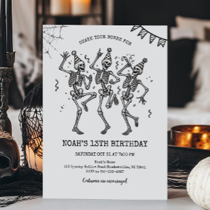 Invitación Cumpleaños de Halloween de Esqueletos Bailando