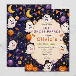 Invitación Cumpleaños de Halloween de fantasma lindo