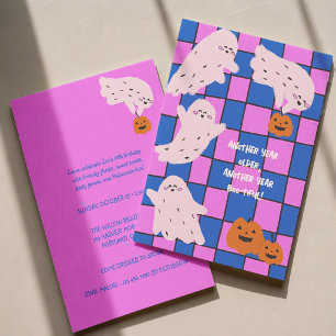 Invitación Cumpleaños de Halloween de fantasma lindo y linter