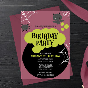 Invitación Cumpleaños de Halloween de la Bruja de Dibujos Ani