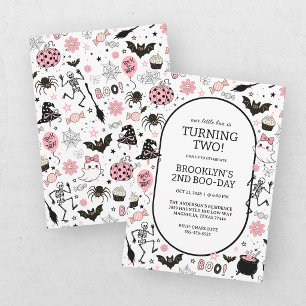 Invitación Cumpleaños de Halloween de Little Boo Pink Girl