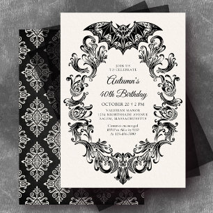 Invitación Cumpleaños de Halloween de Murciélago Elegante