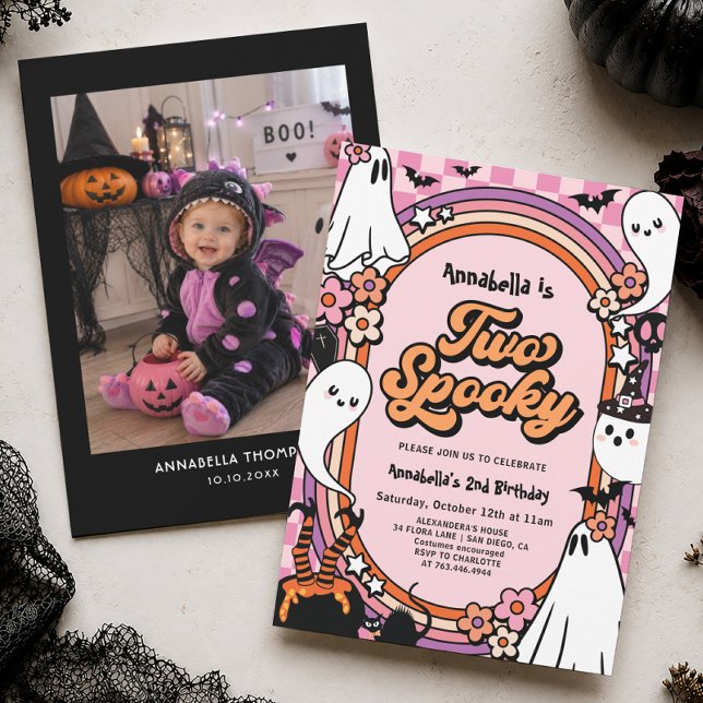 Invitación Cumpleaños de Halloween de niña rosa 2º (Subido por el creador)