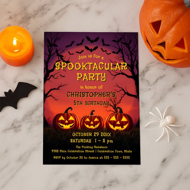 Invitación Cumpleaños de Halloween de niños Spooky Jack O Lan (Subido por el creador)