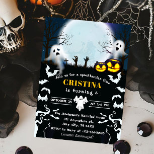 Invitación cumpleaños de Halloween de Spooky negro
