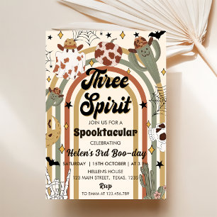 Invitación Cumpleaños de Halloween de Three Spirit Groovy Cac