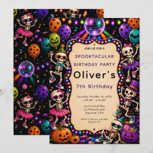 Invitación Cumpleaños de Halloween del esqueleto bailarín