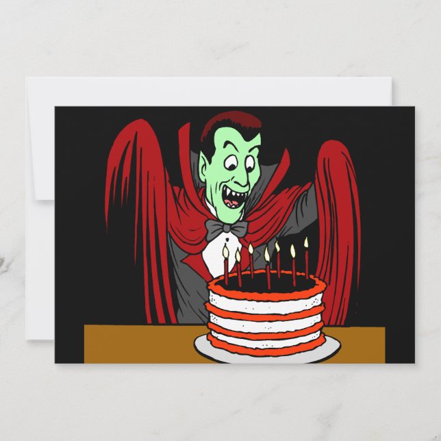 Invitación Cumpleaños de Halloween del vampiro de Drácula (Anverso)
