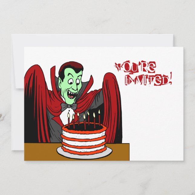 Invitación Cumpleaños de Halloween del vampiro de Drácula (Anverso)