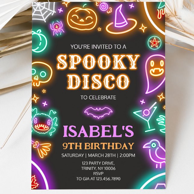Invitación Cumpleaños de Halloween Disco Espeluznante (Subido por el creador)