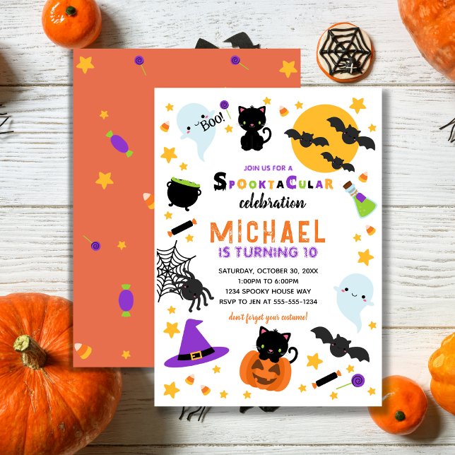 Invitación Cumpleaños de Halloween en la Spooktacular Naranja (Subido por el creador)