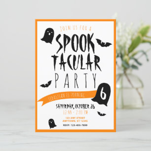 Invitación Cumpleaños de Halloween Espeluznante Fantasmas y M