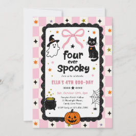 Invitación Cumpleaños de Halloween espeluznante Gingham Four 
