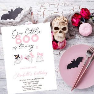 Invitación Cumpleaños de Halloween Fantasma Acuarela Lindo